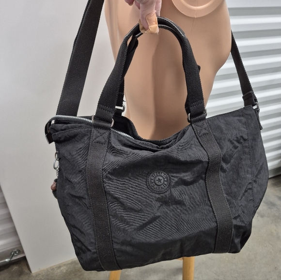 Kipling Adara Tote Crossbody Bag Large Purse Black with Furry Signature Monkey - Picture 2 of 14